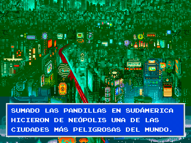 Introducción del Demo de Neon Lightning Force, muestra la trama donde se desarrolla el vidoejuego.