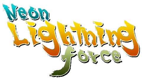 Logotipo de Neon Lightning Force, usa los colores característicos de los personajes principales