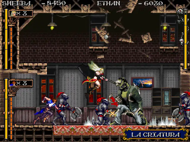 Sheeba e Ethan combamiento en equipo, modo cooperativo disponible en el demo de Silver Night's Crusaders