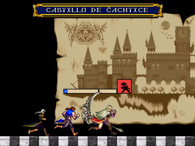 Interludio de nivel donde de muestra el mapa del Castillo de Čachtice