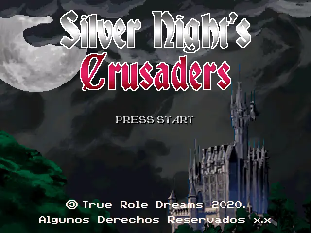 Pantalla de titulo de la versión completa de Silver Night's Crusaders
