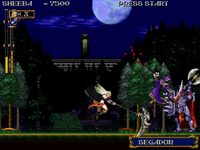 Sheeba Faulkner atacando con su guadaña en los jardines del Castillo.