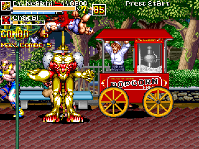 Dr. Negishi impaling a criminal with his horn in La Loma Park.